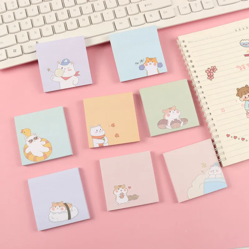 

24 pcs/lot Cartoon Hamster Memo Pad Cute N Times Sticky Notes Notepad Bookmark Stationery Stickers Gift School Supplies