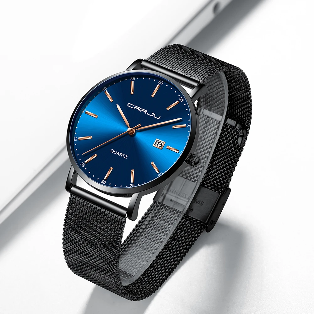 Online CRRJU men watch Top Brand Luxury men s wristwatch Fashion Casual ultra thin Minimalist watch Quartz date clock Relogio Masculino