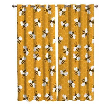 

Bee Hive Cute Insect Cartoon Animal Window Curtains Curtains for Living Room Decorative Items Living Room