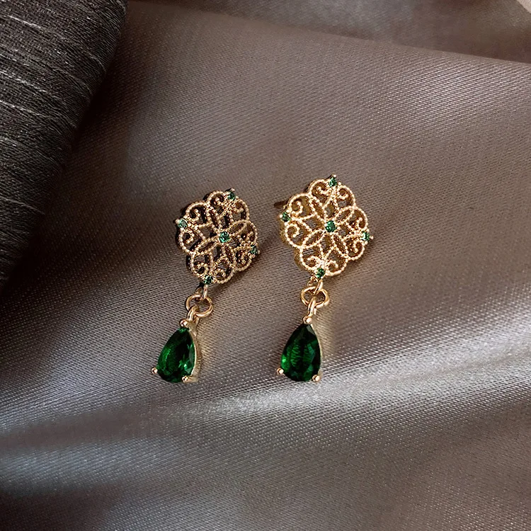 

2019 new design hot sale fashion Korean jewelry simple retro round earrings green acrylic elegant earrings for women