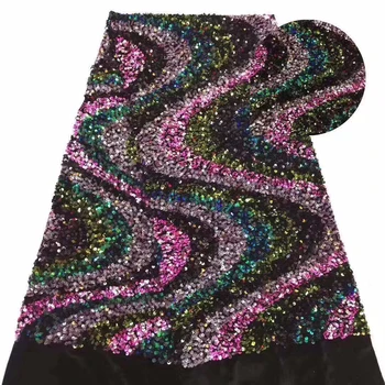 

Wine red Velvet Lace Fabric for Dresses Latest Nigerian French Tulle Lace with Sequin High Quality African Sequins Lace Fabric