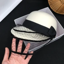 Lin и конная Кепка женская элегантная французская компания о бейсбольная кепка шерстяная Хомбург Шляпа Джокер Англии