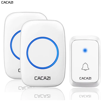 CACAZI Home Wireless Doorbell LED Light Battery Button 300M Remote Waterproof Home Door ring Bell US