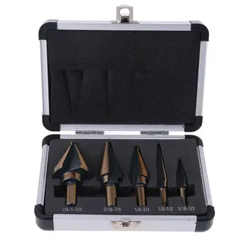 

5pcs Step Drill Bit Set Hss Cobalt Multiple Hole 50 Sizes Cobalt Titanium Conical Carbide Drill Perforator Hole Cutter Tool