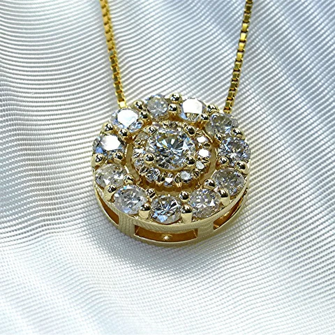 New Trendy Women's Necklace with Round Cubic Zirconia Simple Versatile Gold Color Pendant Necklace Wedding 2021 Jewelry