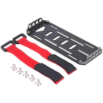 

RC Car Battery Plate, Carbon Fiber Battery Mounting Plate with Tie for 1/10 Traxxas Hsp Redcat Rc4Wd Tamiya Axial Scx10 D90 HPI