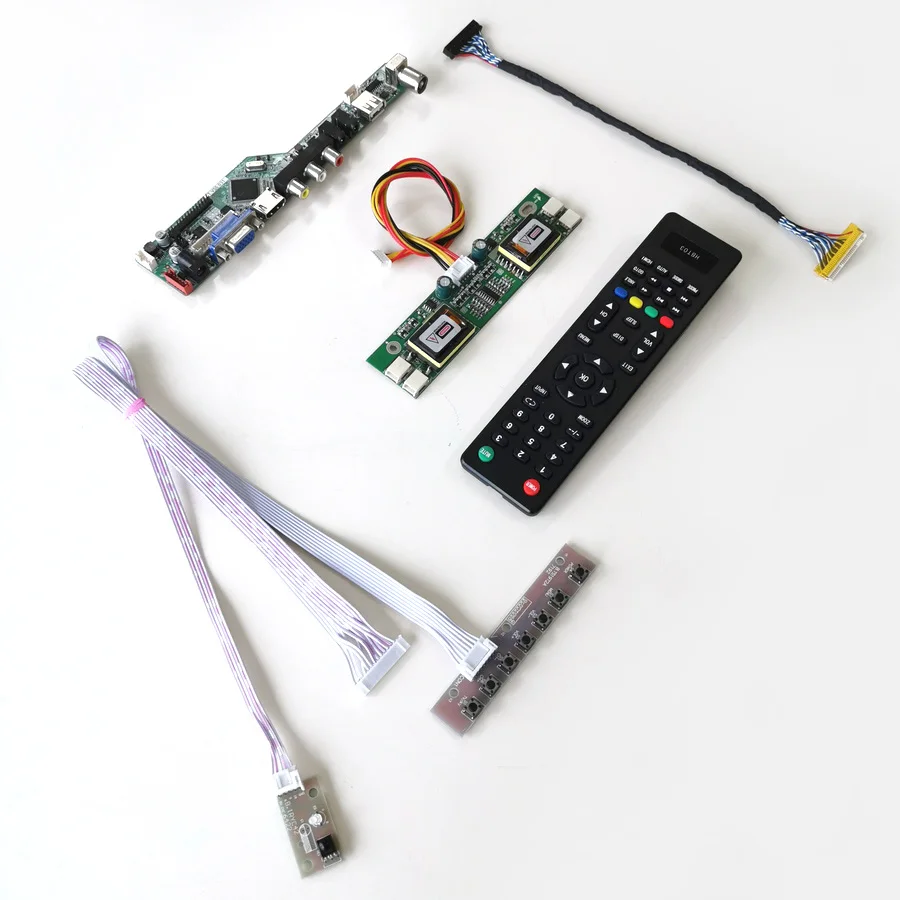 For HT170E01-101/300 Remote+Inverter+keyboard VGA HDMI AV USB 4CCFL 30Pin LVDS T.V56 controller board LCD display panel DIY kit