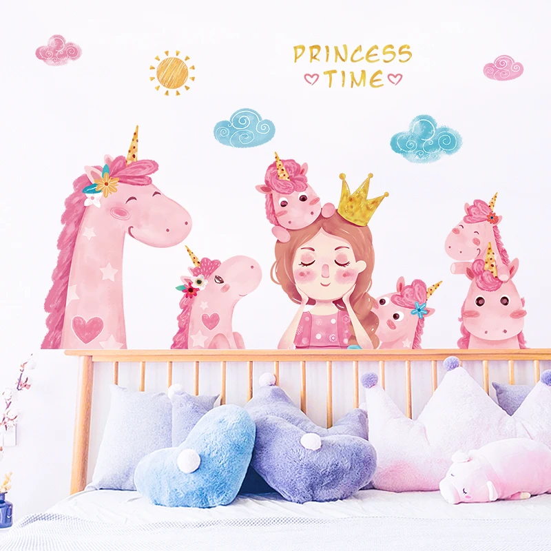 

Pink Girl Room Wall Stickers Princess Kids Bedroom Art Decal Living Room Home Decor Self Adhesive Wallpaper