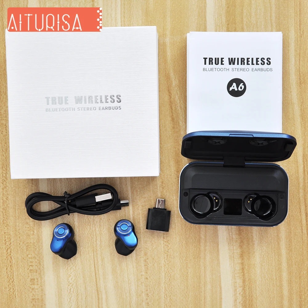 TWS Bluetooth 5,0 наушники 6D Беспроводные стереонаушники IPX7 водонепроницаемый 3500 мАч светодиодный блок питания для huawei samsung iPhone 6 7 8 X