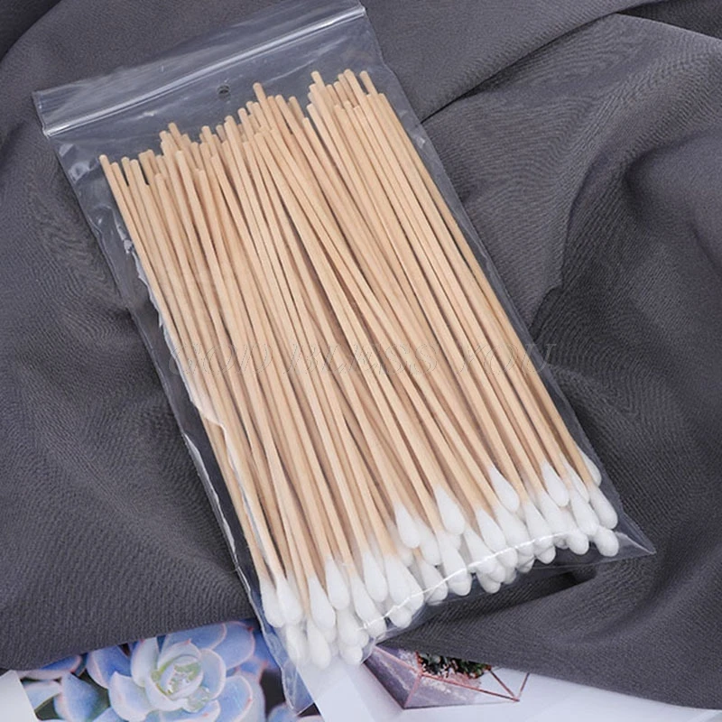 Cut Rate 100Pcs Swabs 6'' Long Wood Handle Sturdy Cotton Applicator Swab Q-tip Drop Shipping yGKD7dDn