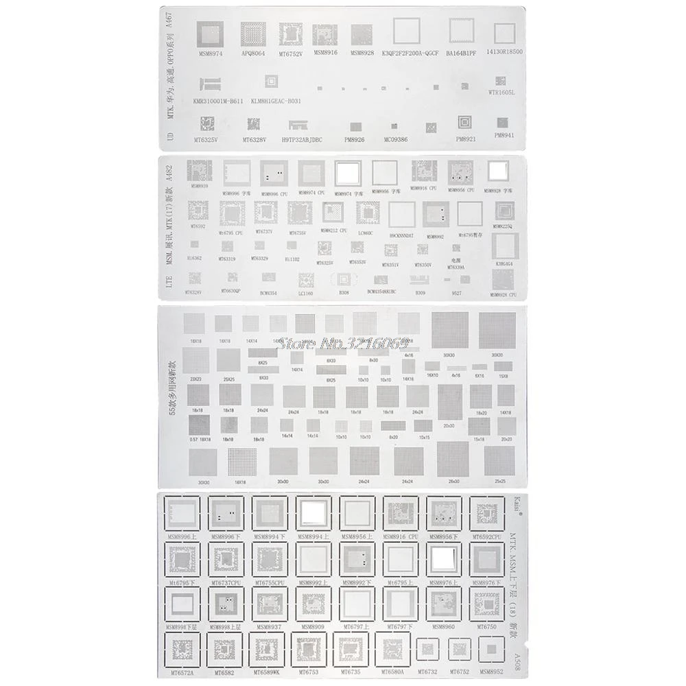 4 шт. Универсальный BGA трафарет для MTK MSM Samsung Huawei Xiaomi iPad CPU RAM PM Power IC Reball Pin шаблон