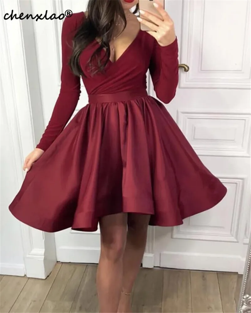 Для выпускного Бургунди платье Сексуальное нижнее белье с глубоким v образным