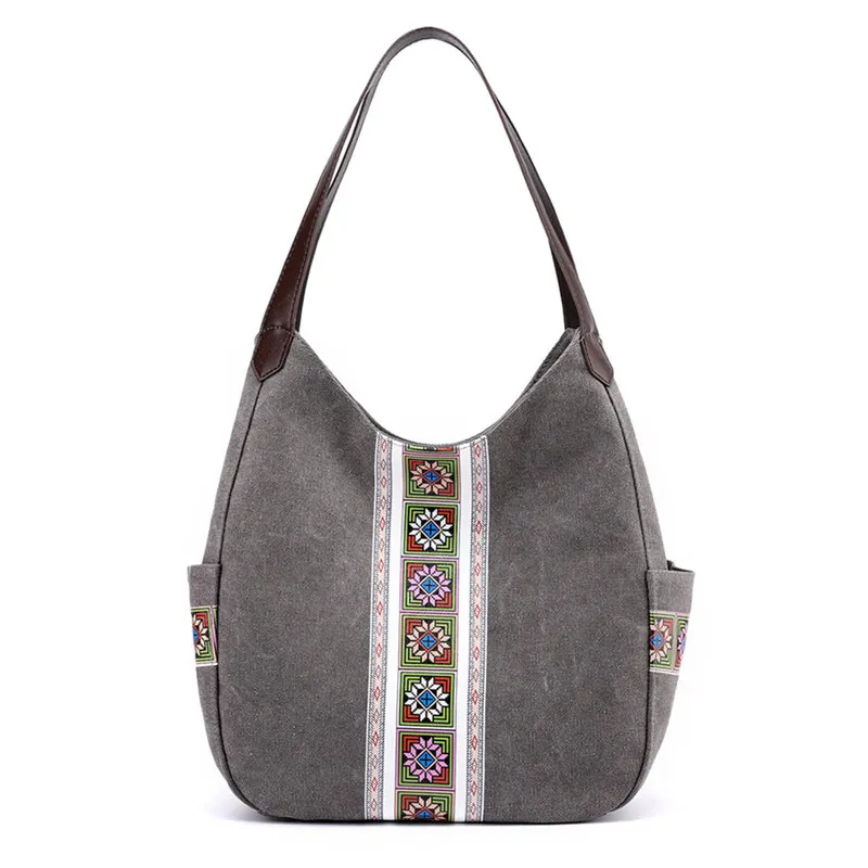 Новая женская Холщовая Сумка на плечо, роскошные сумки, женские сумки, дизайнерская модная женская сумка на плечо, высокое качество, холщовые сумки, сумка-тоут - Цвет: Gray