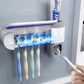 

UV Sterilization Toothbrush Holder Automatic Toothpaste Squeezers Ultraviolet Sterilizer Home Bathroom Toothpaste Dispenser Set
