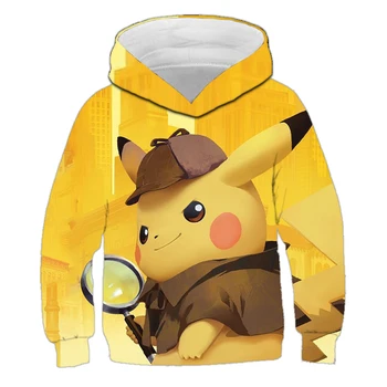 

spring Pokemon Detective Pikachu 3D Hoodies Men Streetwear children's Sweatshirt 3D Hoodies boy's/girl's Long Sleeve Kids Hoodie