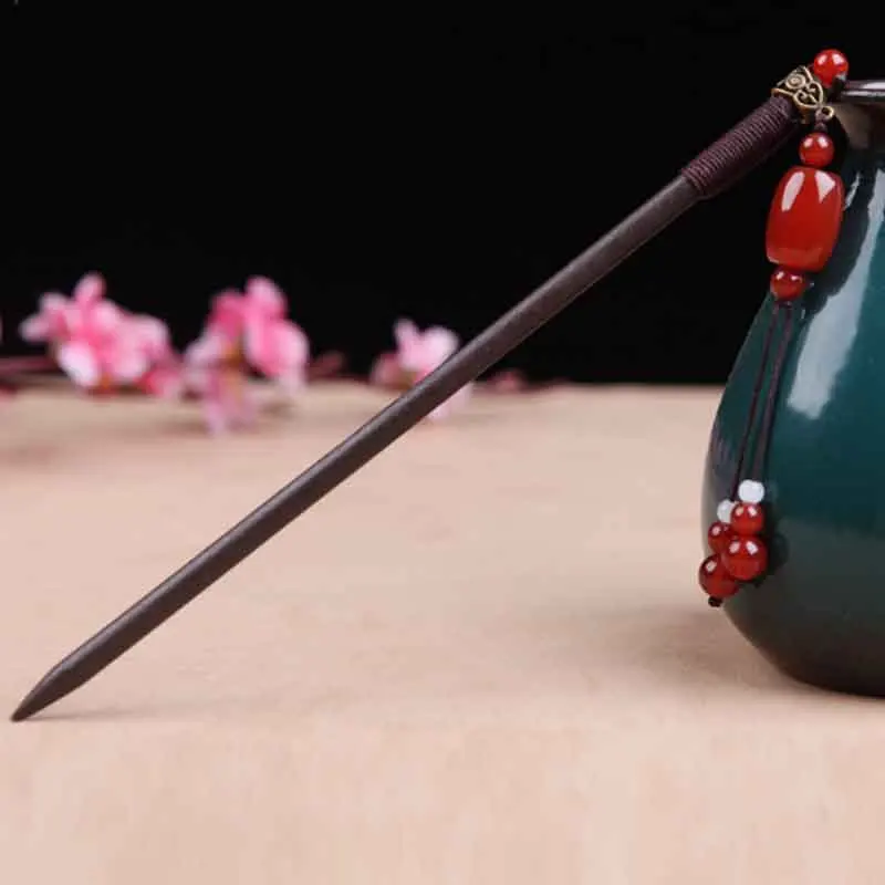 Brown Kanzashi заколка для волос красный агат кисточка Китайский Японский стиль кимоно юката аксессуары заколка для волос булочка HS020 - Цвет: Brown