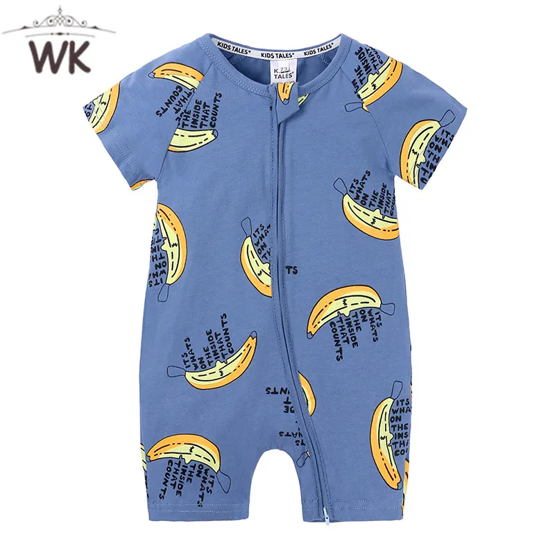 Летняя одежда для малышей от 0 до 24 месяцев, комбинезон с рисунком банана для маленьких девочек и мальчиков, комбинезон с короткими рукавами, комбинезон одежды снаряжение Jq-466