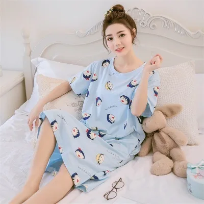 

Short Sleeve Nightgown Women's Summer Nightgown Small Balls M-XXL (8.5 Yuan) 2019 New Style