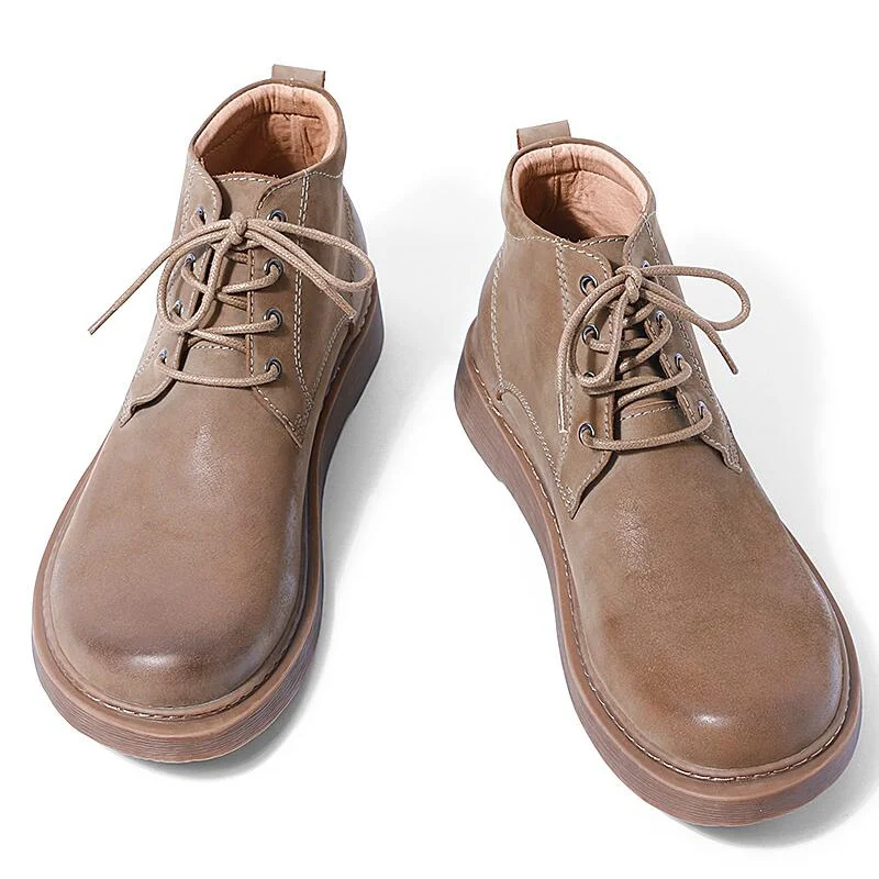 

New Fashion Men Lace Up Desert Boots Genuine Leather Round Toe Retro Basic Boots Business Man Casual Winter Shoes