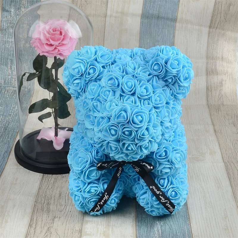 30cm blue 25 см, дропшиппинг, розовый Мишка, пенопласт, мишка, роза, цветок, подружка, День Святого Валентина, подарок на день рождения, украшение для вечеринки - Цвет: 30cm blue