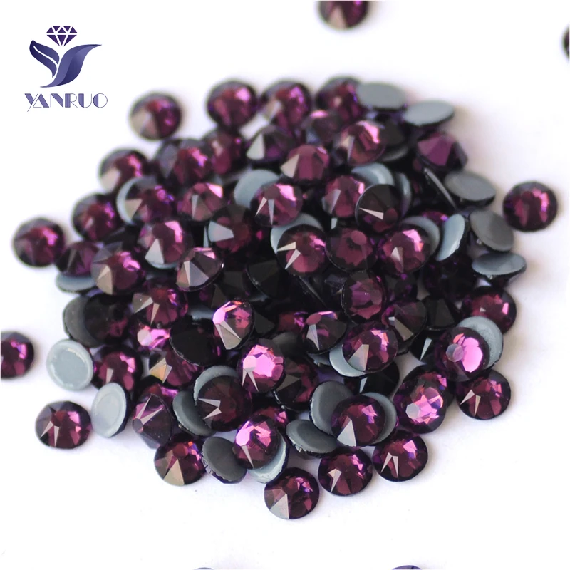 

YANRUO 2088HF All Sizes Amethyst Glitter Strass DIY Luxury Hotfix Crystal Flatback Hot Fix Rhinestones On Clothes
