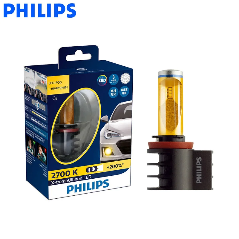 Philips светодиодный H8 H11 H16 2700K Золотой желтый X-treme Ultinon светодиодный фонарь для всех погодных условий противотуманная фара+ 200% ярче 12793UNI X2, пара