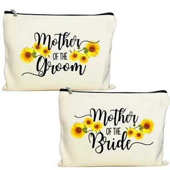 

Sunflower Mother Of The Bride groom Makeup Cosmetic Bag Bridal shower Wedding Engagement Bachelorette Hen Party decoration Gift