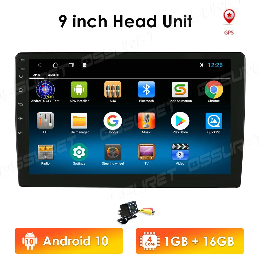 9inch Universal Car GPS Multimedia Player  for Android 10 with Wifi bluetooth Navi Radio Player  QUAD CORE no canbus