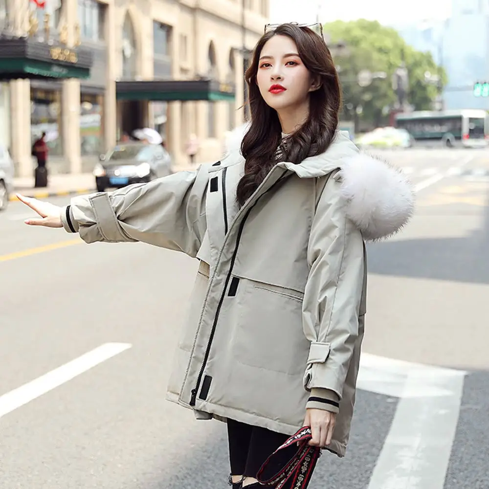 PinkyIsBlack New Warm Winter Parka Coat And Jacket Women Short Female Winter Big Fur Hooded Winter Jacket Women With Pocket