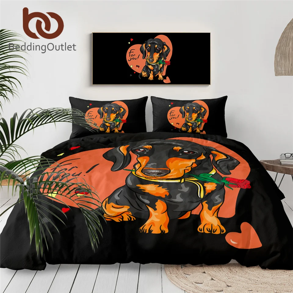 Комплект постельного белья с рисунком из мультфильма такса 3 предметов