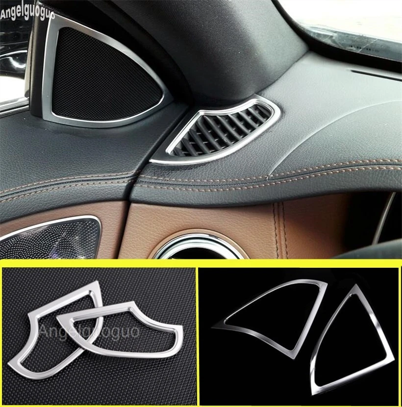 Car Front Dashboard Vent B column Air Outlet Cover Trim loudspeaker tweeter Frame Sticker For Mercedes Benz S Class W222 2014-19