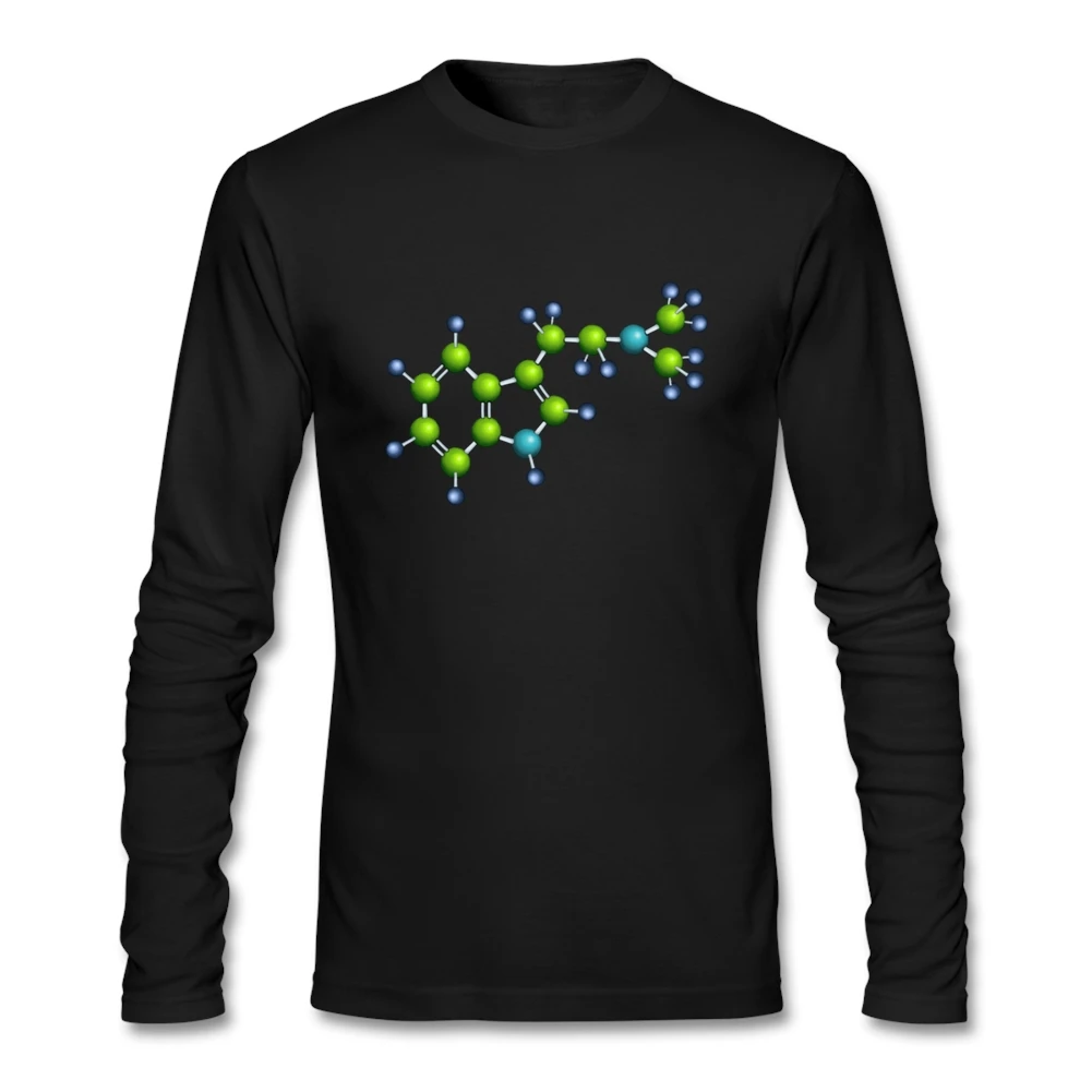 Dmt Molecule крутые футболки мужские с круглым вырезом и длинными рукавами хлопковые мужские рубашки XXXL - Цвет: Черный