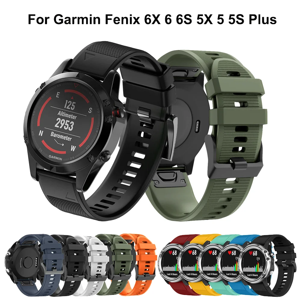 Ремешок для наручных часов Garmin Fenix 5 5X 5S 6X 6 6S Pro S60 MK1 20 мм силиконовый легко