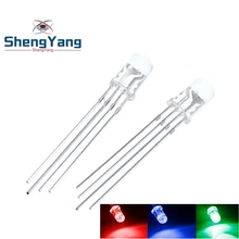10 шт. ShengYang 5 мм RGB светодиодный общий катод трехцветные излучающие диоды f5 RGB диффузный