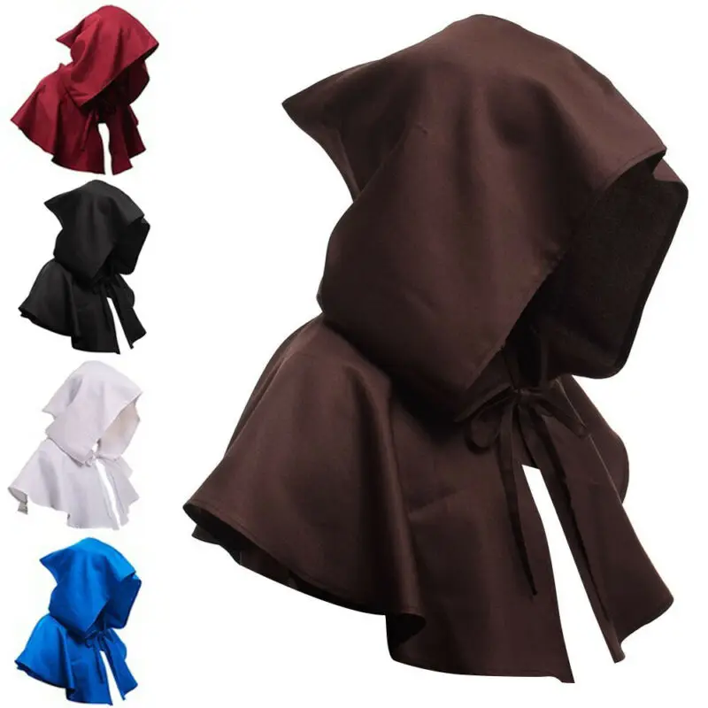 Adults Hooded Cloak Gothic Devil Cape Costume Medieval Witch Wizard Fancy Dress