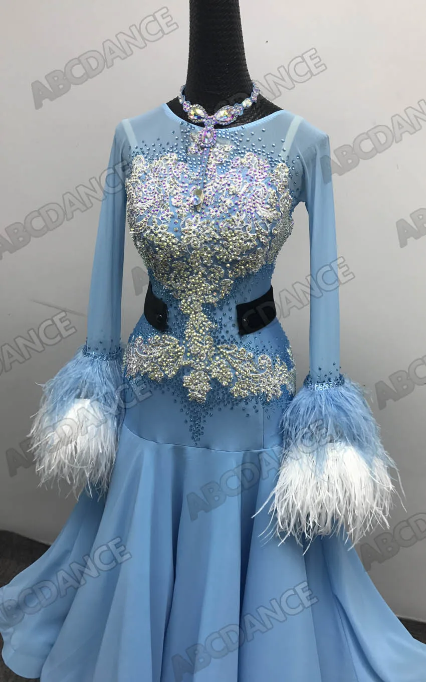 Ballroom-dance-dress-light-blue-Feathers-Standard-dancewear-for-competion-ballroom-gown-dancing-Dress-ABCDance (3)