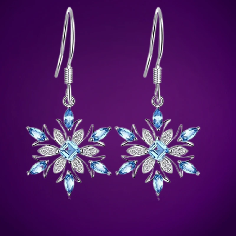 Flower Earrings Christmas Snowflake Ladies Santa Snowflake