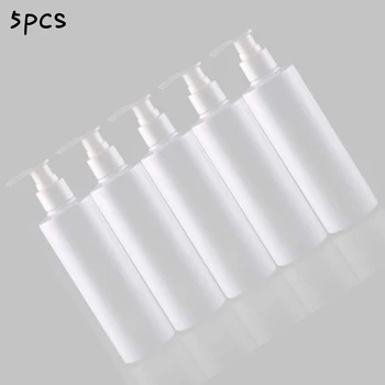 

5PCS Bottling 250ML PET White Dispensing Lotion Pump Bottles Fluid Refillable Toilet Bathroom Shampoos Hair Conditioner