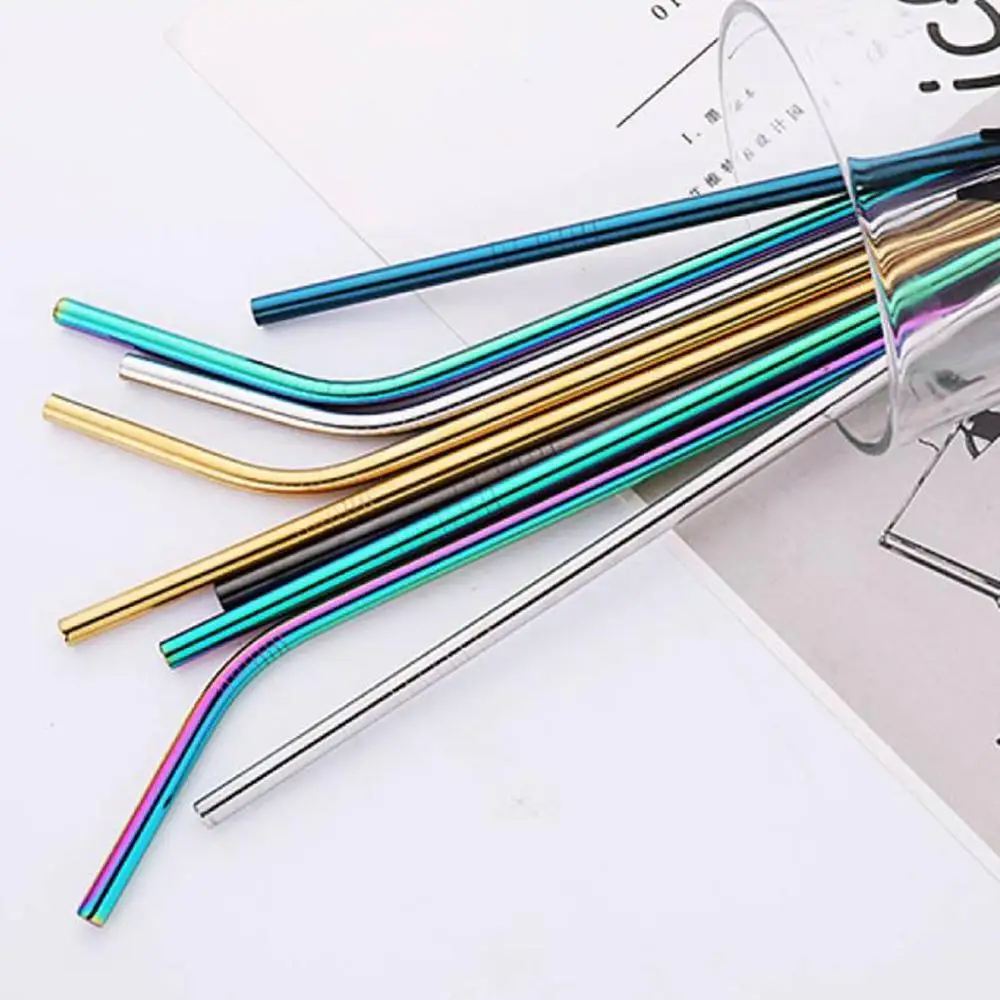 5 шт./компл. многоразовые металлические соломинки для питья соломинка изогнутая