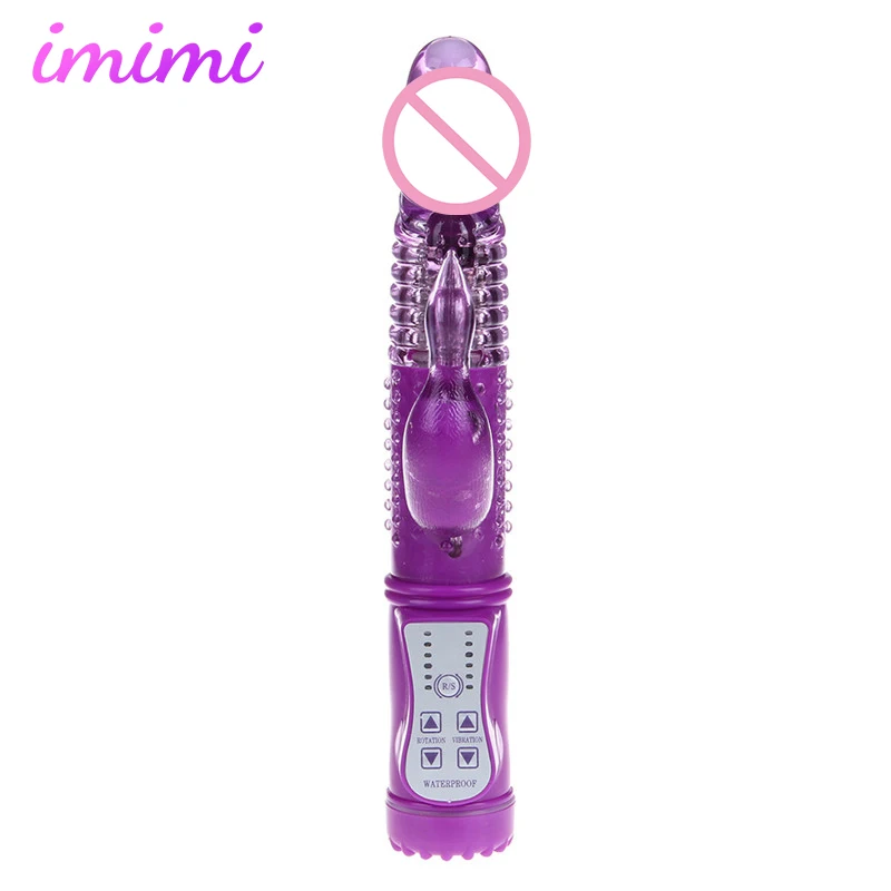 Realistic Dildo Vibrator Clitoris Stimulation Massager Famale Masturbator Rabbit Jelly Dildo Rotating Beads Sex Toys for Adults