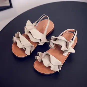 

Girls Sandals Summer New Children's Korean Ruffles Princess Shoes Big Children Beach Shoes Toddler Girl Sandals