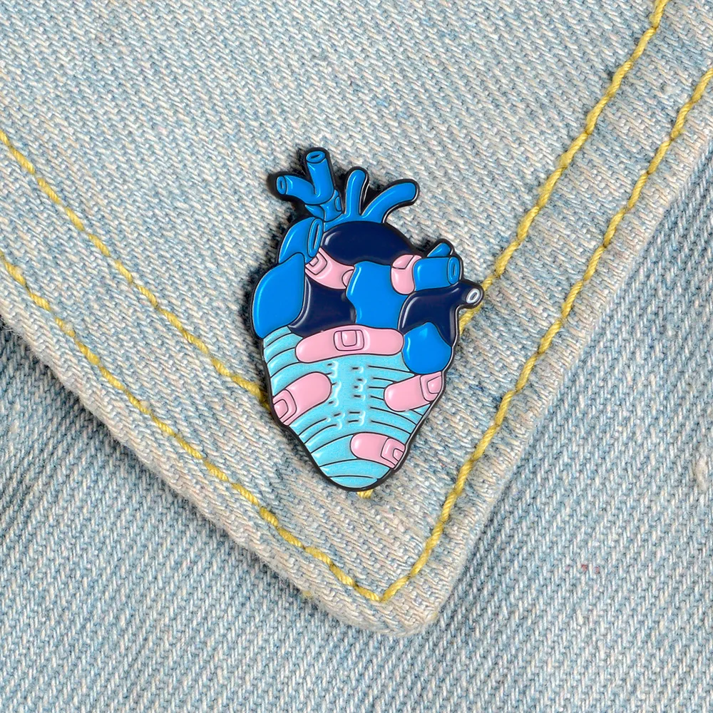 

WEISHUOLI Cute New product oil drop alloy brooch band-aid heart badge backpack shirt denim brooch