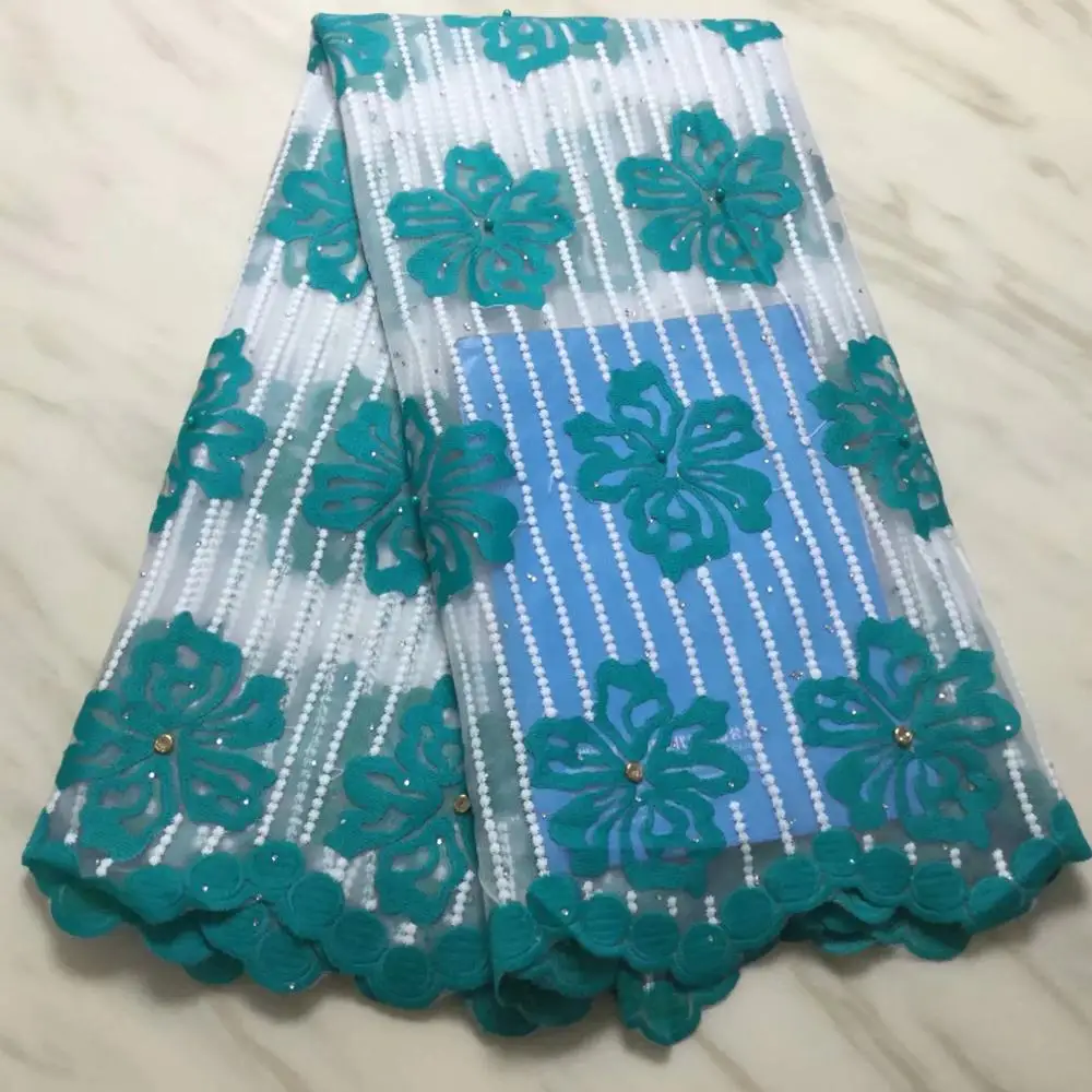 Unique style and high quality green stone beads French gauze lace fabrics hot selling African clothing FF1616 | Дом и сад
