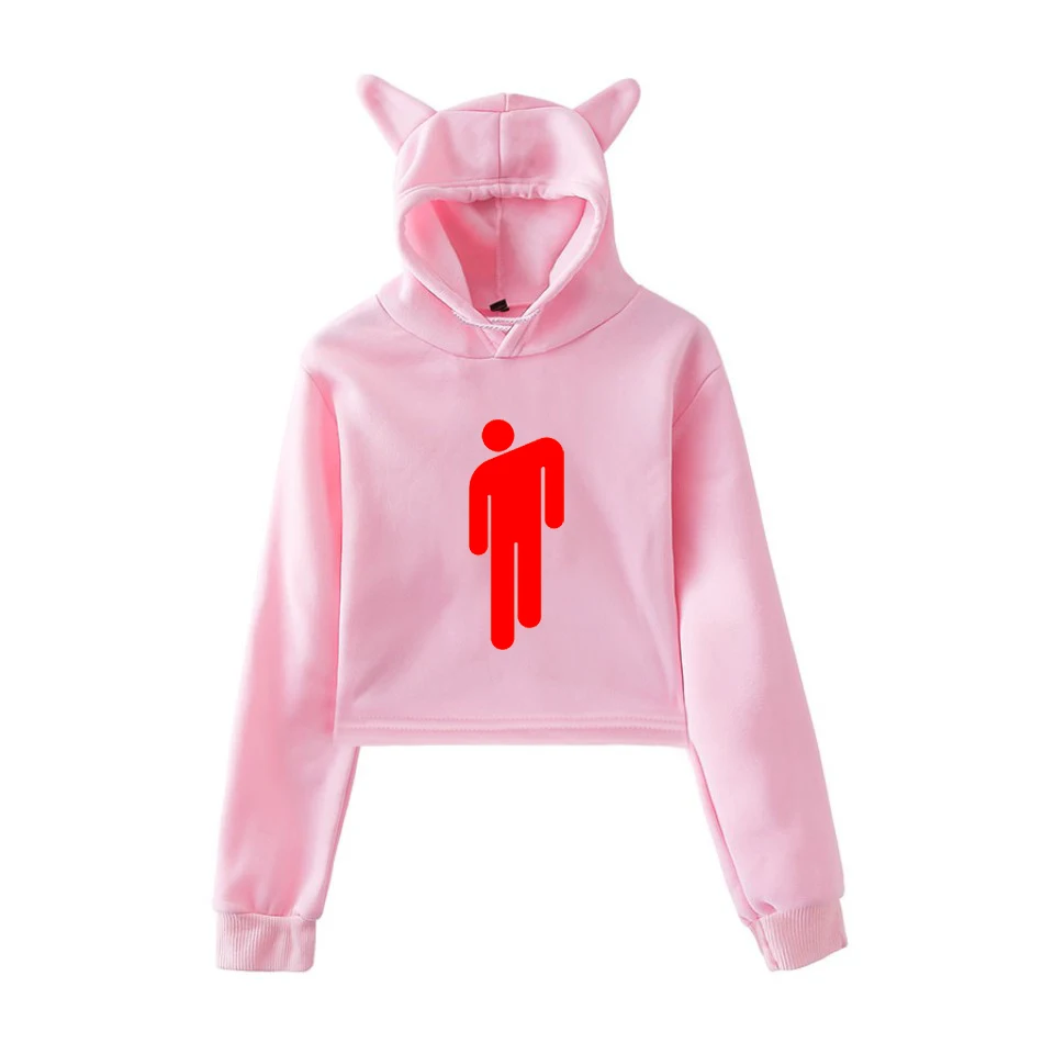 902-JX-Billie 16 Женские толстовки 10 цветов Billie Eilish, толстовка, укороченный топ, розовая толстовка с капюшоном, одежда в стиле хип-хоп для девочек, уличная одежда, весенний топ с длинными рукавами - Цвет: 902-JX-Billie 16