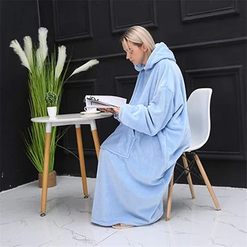

Oversized Blanket Hoodie Comfy Hooded Wearable Blankets For Adults Soft TV Sweatshirt With Pocket Robe Winter Warm Coat Outdoor