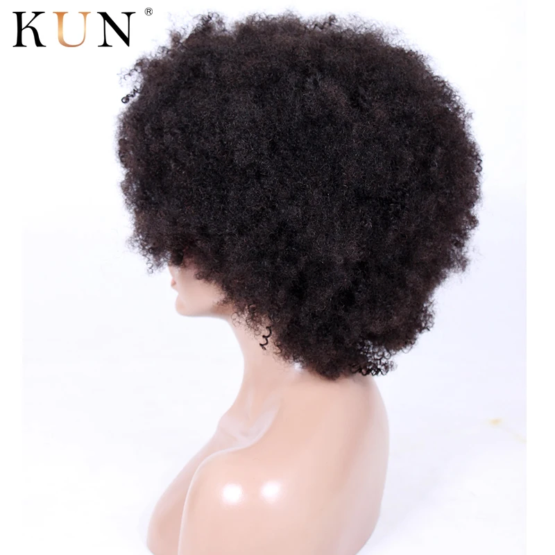Афро кудрявые короткие парики из человеческих волос 150% короткий кудрявый парик бразильский машинный не сделанный парик шнурка Remy Предварительно выщипанный для женщин KUN