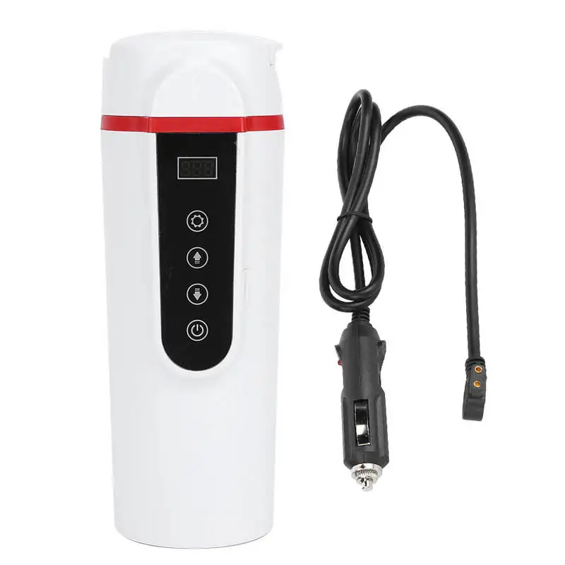 

420ml Portable Electric Kettle Thermal Cup LCD Display Adjustable Temperature Heating Cup 12V-24V Smart Car Water Boiler Teapot
