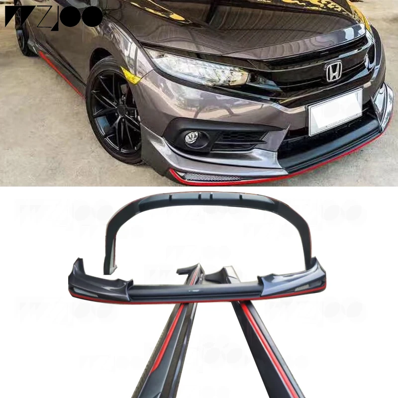 For16-18 Honda Civic 10TH Gen TR передний объемный+ задний объемный+ Боковая юбка для Honda Civic окруженный комплект авто аксессуары