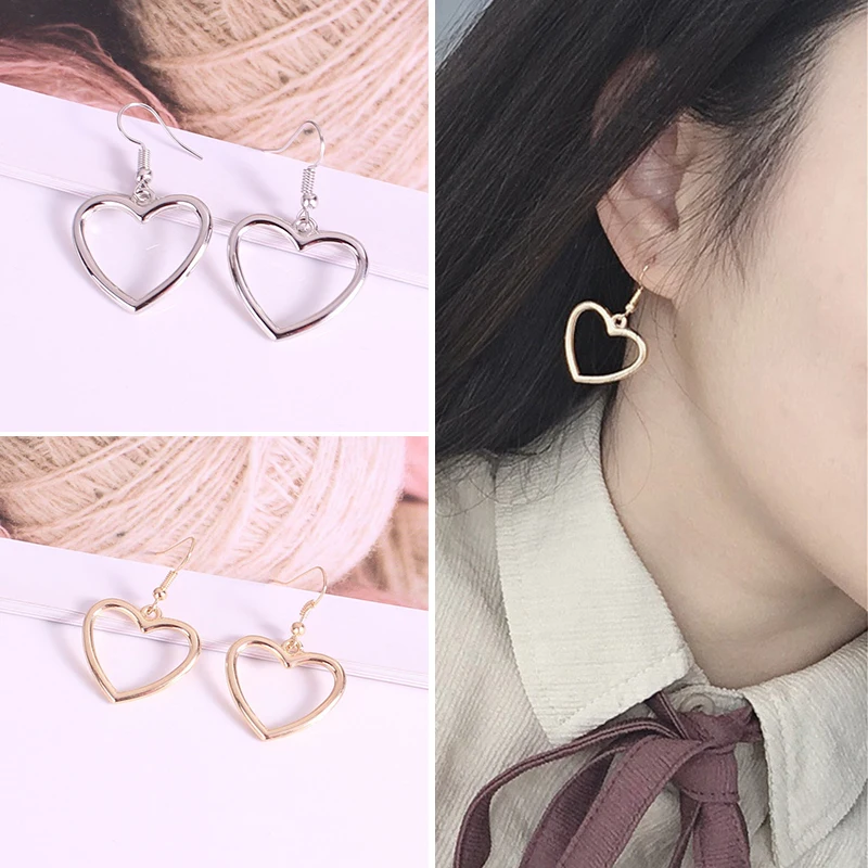Модные массивные серьги полые геометрические простые в форме сердца милая