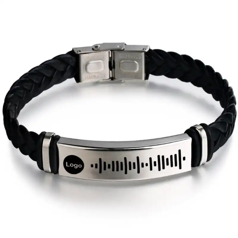 Personnalise Spotify Code Prefere Chanson Bracelet En Acier Inoxydable En Cuir Professeur De Musique Petit Ami Petite Amie Cadeau Melomane Aliexpress